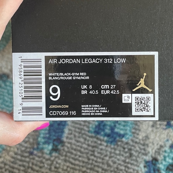 Nike Air Jordan Legacy 312 Low - White/Black-Gym Red (Size 9 Mens) - Picture 2 of 12